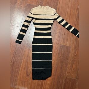 Striped Black and Tan Knit Dress